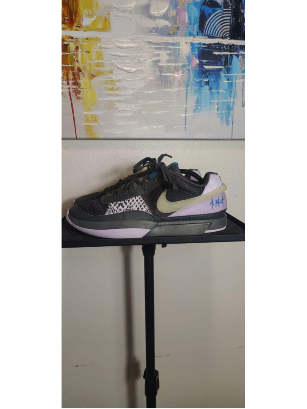 Nike Ja 1 Shoes Mens Size 10.5 Gray Mesh Animal Print Basketball Sneakers